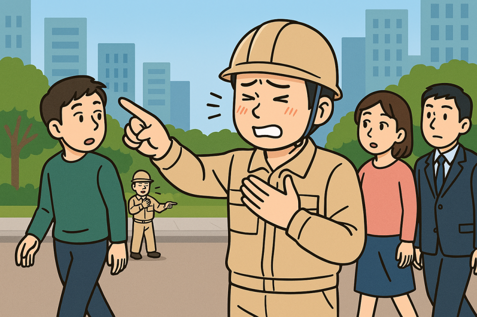 恥ずかしさを克服して人前で指差呼称する工員